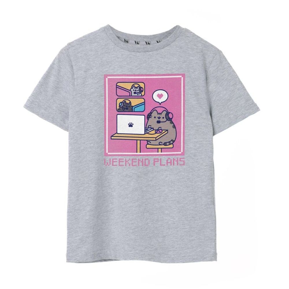 Pusheen Girls Weekend Plans Short-Sleeved T-Shirt / Grey Marl